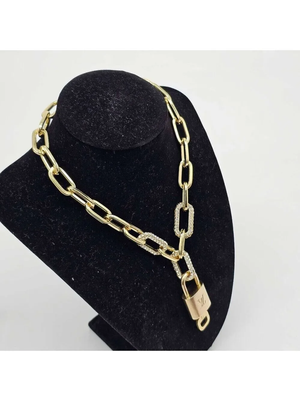 Authentic Louis Vuitton Lock & Key w/ Unbranded Gold Plated Gold Chain Necklace